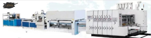 GSZX Online bottom folding high speed gluing machine with automatic flexo printing die-cutting machine and auto bundling machine